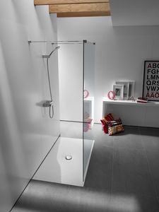 plato de ducha rectangular / de acero inoxidable / antideslizante