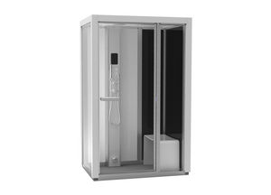 cabina de ducha de vapor / de vidrio / rectangular / con puerta abatible