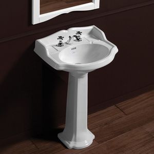 lavabo de pie / de cerámica / moderno / con grifo mezclador