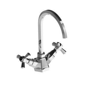 grifo mezclador para lavabo / de libre instalación / de metal cromado / de bronce
