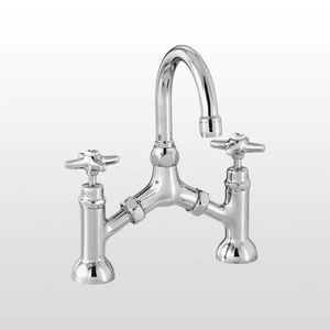 grifo mezclador para lavabo / de libre instalación / de latón / de níquel