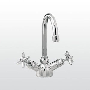 grifo mezclador para lavabo / de libre instalación / de latón / de níquel