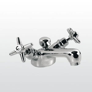 grifo mezclador para lavabo / de libre instalación / de latón / de níquel