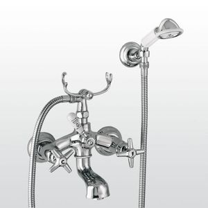 grifo mezclador para bañera / para ducha / de pared / de metal cromado