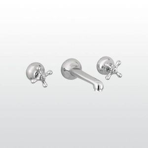 grifo mezclador para lavabo / de pared / de metal cromado / de baño