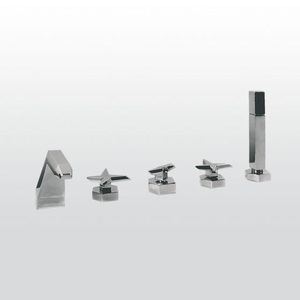 grifo mezclador para bañera / para ducha / en encimera / de metal cromado