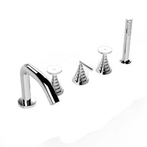 grifo mezclador para bañera / para ducha / en encimera / de metal cromado
