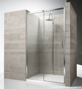 cabina de ducha de cristal / para ducha empotrada / con puerta corredera