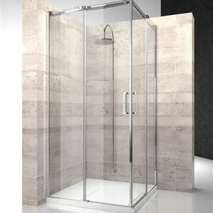 cabina de ducha de vidrio / de esquina / con puerta corredera
