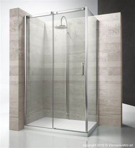 cabina de ducha de vidrio / de esquina / con puerta corredera
