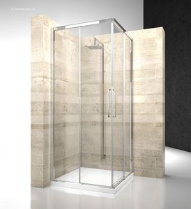cabina de ducha de vidrio / de esquina / con puerta corredera