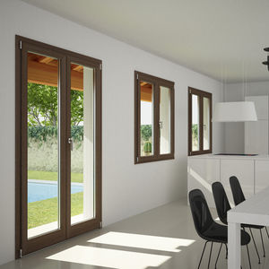 ventana abatible / de madera / de aluminio / con vidrio doble
