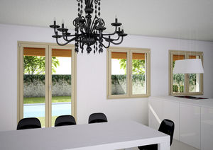 ventana abatible / de madera / de aluminio / con vidrio doble