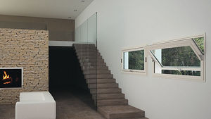 ventana basculante / de madera / de aluminio / con vidrio doble
