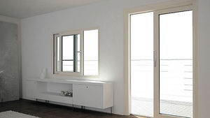 ventana corredera / de aluminio / con vidrio doble / de corte térmico