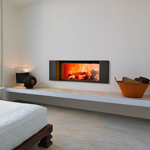chimenea de leña / moderna / hogar cerrado / de doble cara