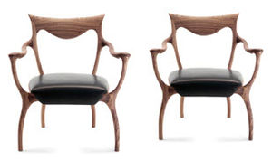 sillón de diseño orgánico / de nogal americano