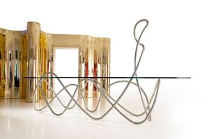 mesa de diseño original / de metal / curvada / de interior