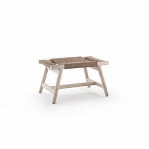 mesita auxiliar moderna / de cuero / de madera maciza / rectangular
