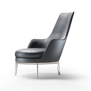sillón moderno / de tejido / de cuero / giratorio