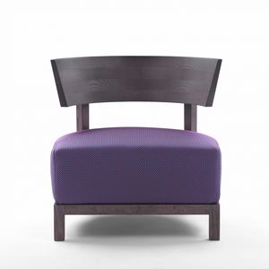 sillón bajo moderno / de tejido / de cuero / de madera