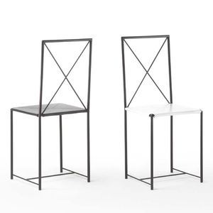 silla moderna / de cuero / de metal lacado