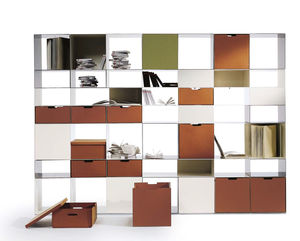 estantería modular / moderna / de metal / de vidrio