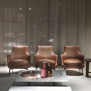 sillón moderno / de tejido / de cuero / de madera maciza