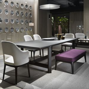 mesa de comedor moderna / de madera maciza / de madera tintada / rectangular