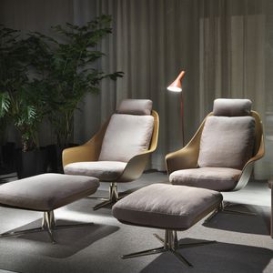 sillón moderno / de tejido / de cuero / de metal