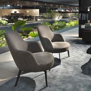 sillón moderno / de tejido / de cuero / de madera