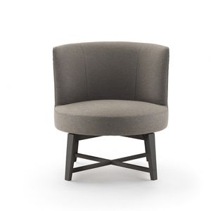 sillón bajo moderno / de tejido / de cuero / de aluminio fundido