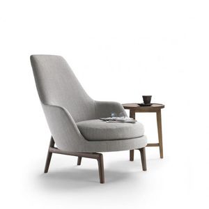 sillón de diseño escandinavo / de tejido / de cuero / de madera