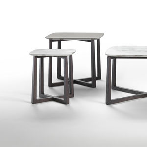 mesita auxiliar moderna / de mármol / de madera maciza / rectangular