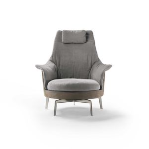 sillón moderno / de tela / de cuero / con reposacabezas