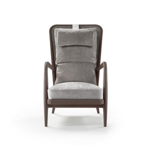 sillón moderno / de madera maciza / de cuero / de tela
