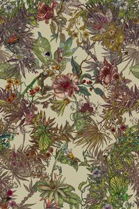 tela de tapicería / para cortinas / de flores / de lino