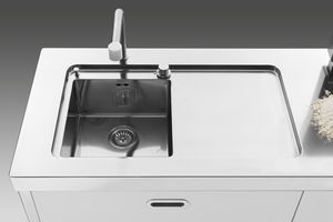 grifo monomando de acero inoxidable / para cocina / con 1 orificio / con ducha extraíble