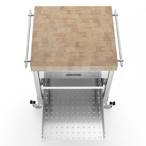 mesa de preparación de madera / de acero inoxidable / móvil
