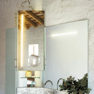 espejo para baño de pared / con luz LED / con almacenamiento / moderno