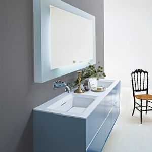 mueble de lavabo suspendido / de madera / moderno / con cajones