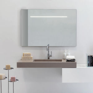 espejo de pared / moderno / rectangular / con luz LED
