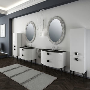 mueble de lavabo de pie / de madera lacada / clásico / con espejo
