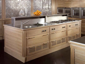cocina moderna / de madera / de acero inoxidable / de roble
