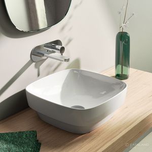 lavabo sobre encimera / cuadrado / de cerámica / moderno