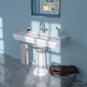 lavabo de pie / rectangular / de cerámica / moderno