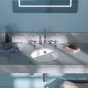 lavabo doble / bajo encimera / redondo / de cerámica
