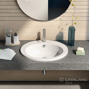 lavabo encastrable / ovalado / de cerámica / moderno