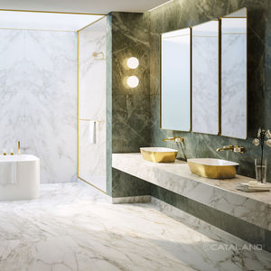 lavabo doble / sobre encimera / rectangular / de cerámica