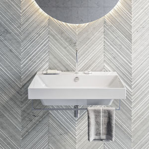 lavabo mural / rectangular / de cerámica / moderno